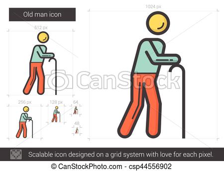 450x344 Old Man Line Icon. Old Man Vector Line Icon Isolated On White