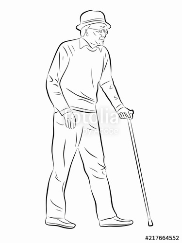 375x500 Illustration Of An Old Man. Vector Draw Stock Image And Royalty