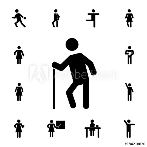 500x500 Old Man Vector Icon. Set Of Silhouettes Of People In Different