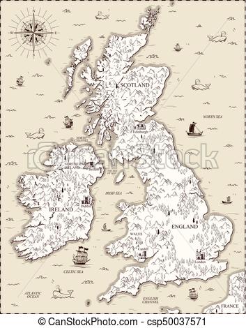 353x470 Vector Old Map, Great Britain.