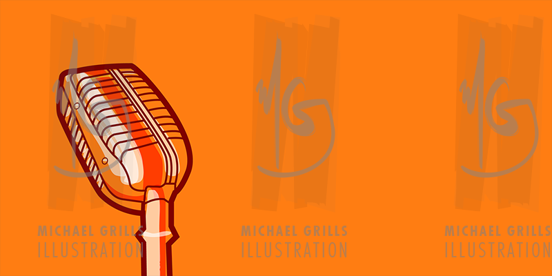 800x400 Old Fashioned Microphone Vector Stock Illustration