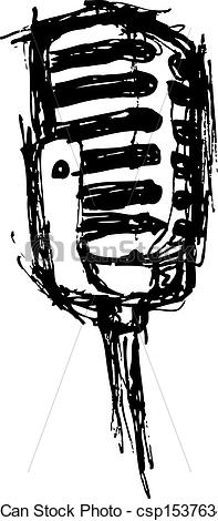 197x470 Vintage Microphone In Doodle Style.