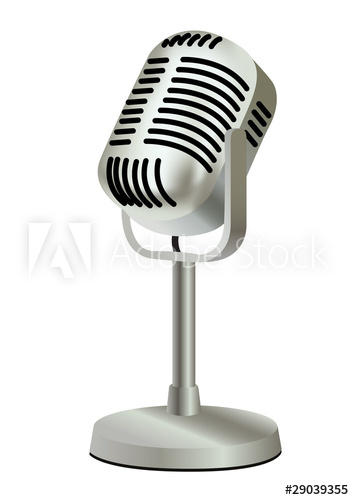 354x500 Metal Plastic Old Vintage Microphone Vector