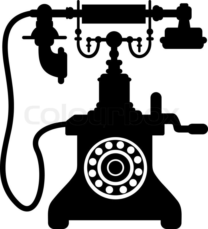 726x800 Black And White Silhouette Of An Old Vintage Telephone With A