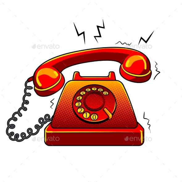 590x590 Red Hot Old Phone Pop Art Vector Illustration By Alexanderpokusay