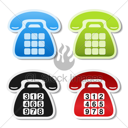 500x500 Vector Old Phone Symbols On White Background. Contact Lab... Gl