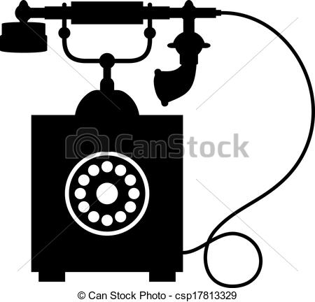 450x432 Old Vintage Telephone. Cartoon Illustration Of The Black