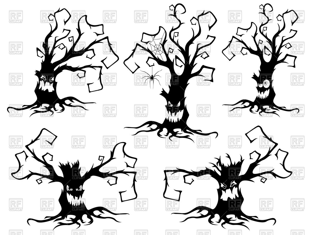 1200x900 Set Of Silhouettes Of Irate And Angry Old Dried Trees Vector Image