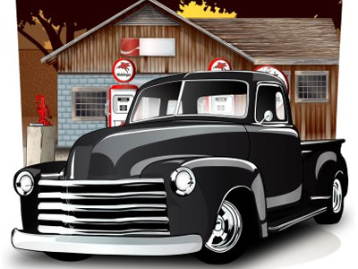 400x300 Old School Vector Pick Up Truck By Jim Schuett