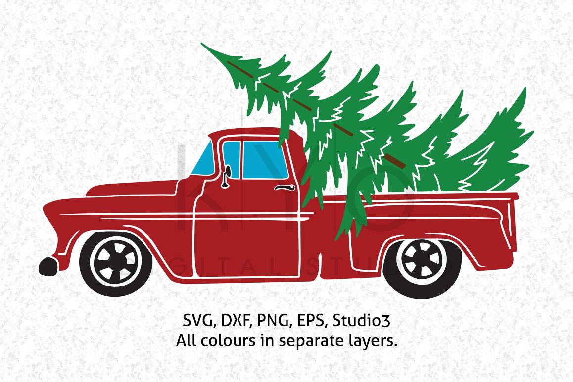 1158x772 Christmas Truck With Tree Svg Dxf Png Eps Vector Files, Christmas