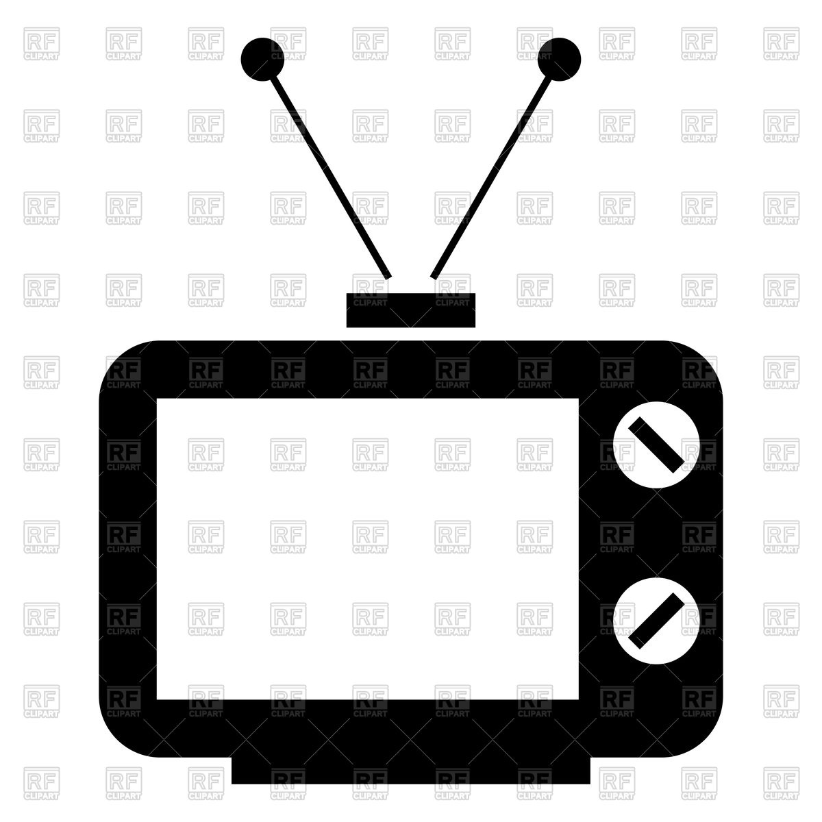 1200x1200 Old Tv With Antenna Black Icon Vector Image Vector Artwork Of
