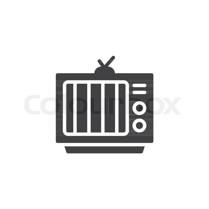 800x800 Retro Television Vector Icon. Filled Flat Sign For Mobile Concept