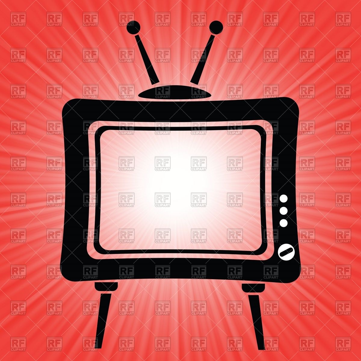 1200x1200 Old Tv On Rack Icon On A Red Background Vector Image Vector