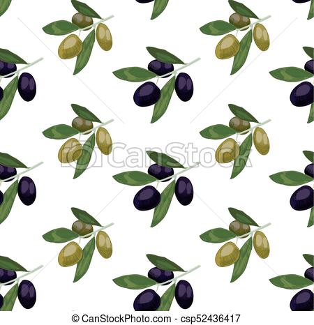 450x466 Seamless Pattern With Colored Olives. Hand Drawn Olive Branch
