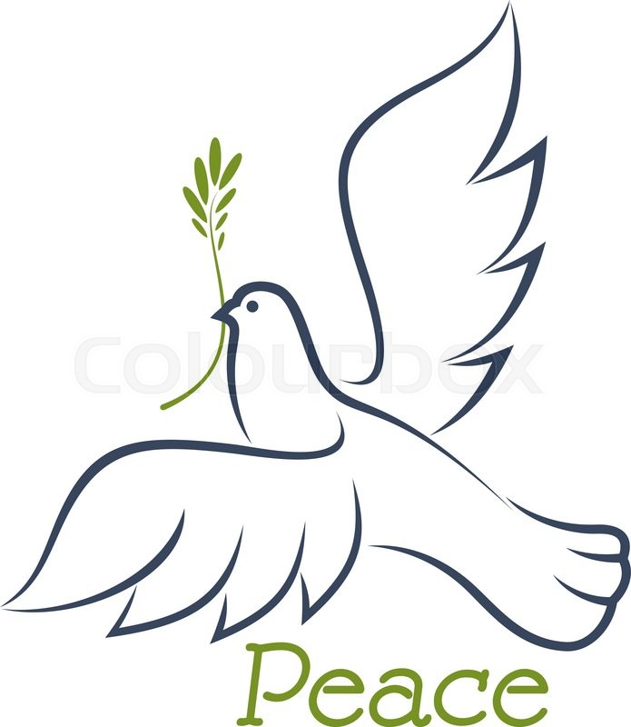 695x800 White Dove Of Peace Flying With Green Olive Branch In Beak
