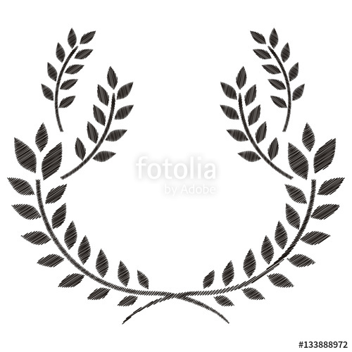 500x500 Monochrome Striped Decorative Olive Branch Half Crown Vector