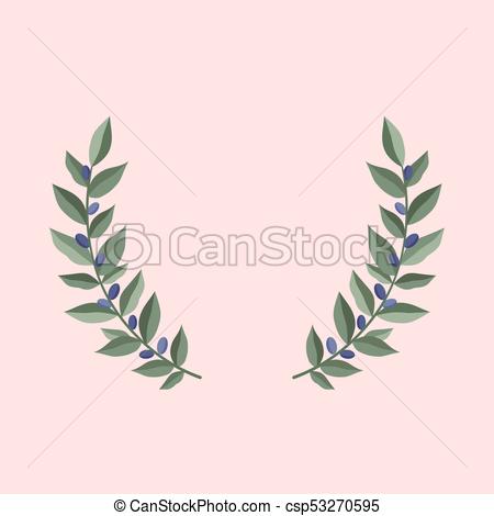 450x470 Black Olive Branches Wreath On A Dust Pink Background. Frame From