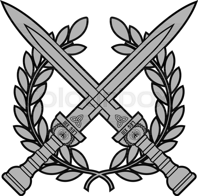 800x794 Roman Swords With Laurel Wreath. Vector Illustration Stock