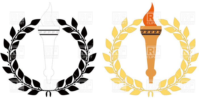 700x350 Olympic Attributes Torch And Laurel Wreath Vector Image Vector