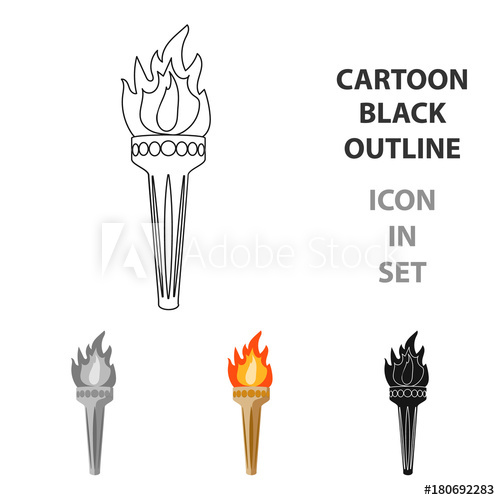 500x500 Olympic Torch Icon In Cartoon Style Isolated On White Background