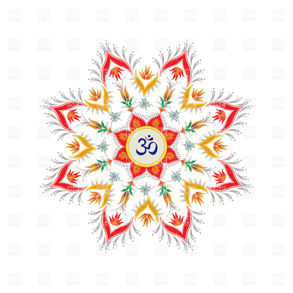 1200x1200 Ornamental Round Pattern With Hindu Symbol Om Vector Image