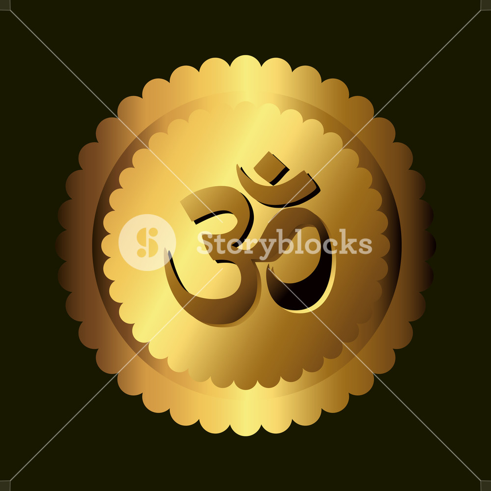 1000x1000 Golden Om Vector Icon Illustration Royalty Free Stock Image