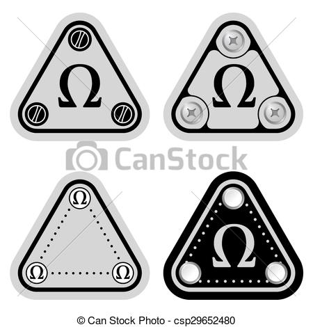 450x470 Set Of Four Flat Simple Triangles And Omega Symbol.
