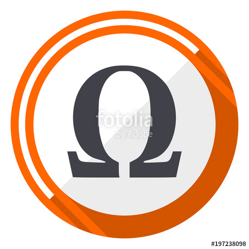 500x500 Omega Orange Flat Design Vector Web Icon Stock Image And Royalty