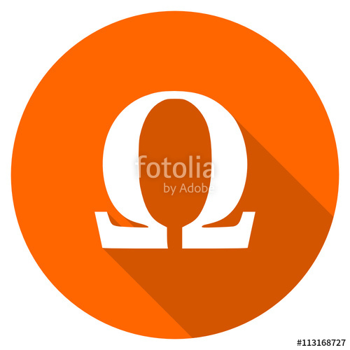 500x500 Orange Flat Design Vector Omega Icon Stock Image And Royalty Free
