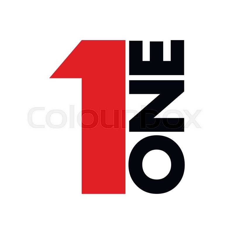 800x800 Word And Number One Vector. First Template Icon. One Symbol