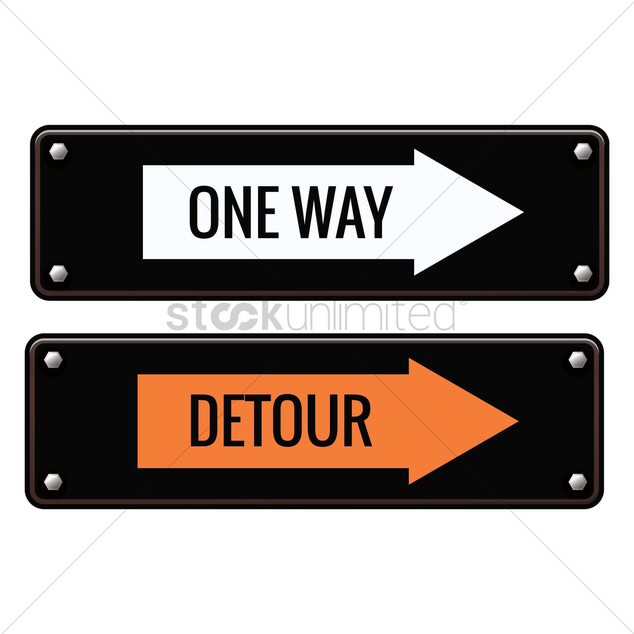 1300x1300 One Way And Detour Road Signs Vector Image