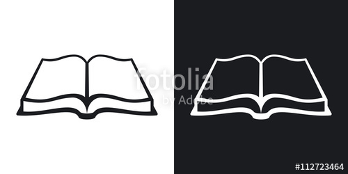 500x250 Open Book Icon, Stock Vector. Two Tone Version On Black And White