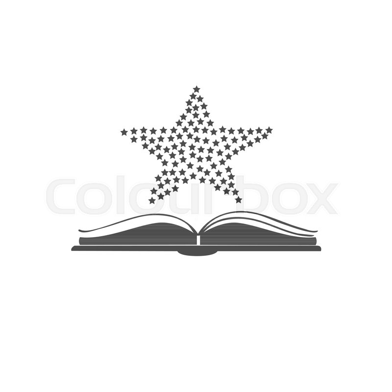 800x800 Open Book Vector Icon With Stars Over It. Flat Design. Open Book