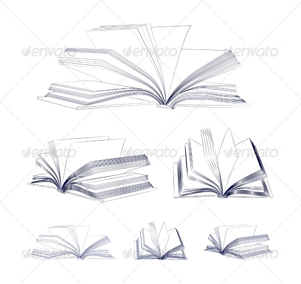 590x557 Open Book Sketch Set By Sermax55 Graphicriver