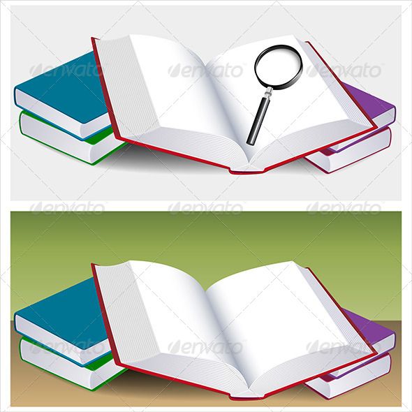 590x590 Open Book With Magnifying Glass Open Book, Vector Shapes And Glass