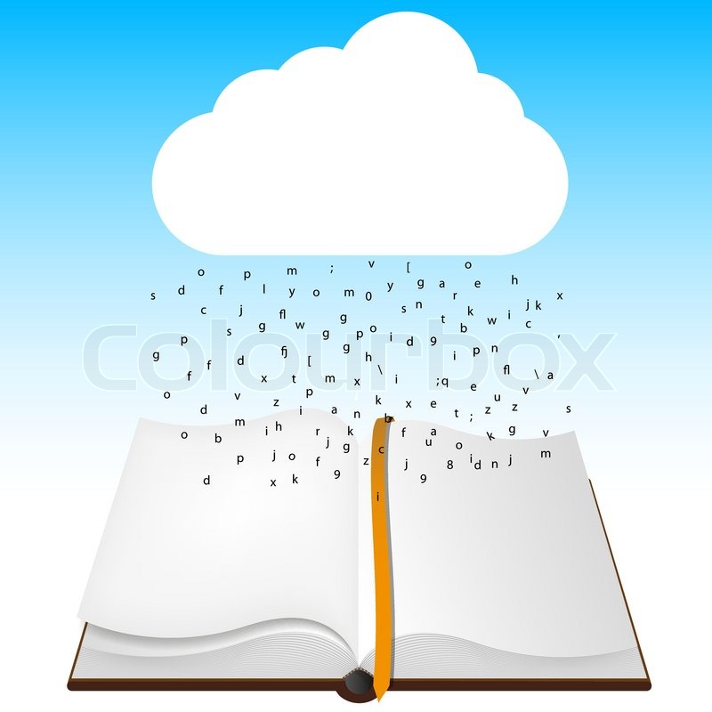 800x800 Concept Computer Cloud With Open Book Vector Illustration Stock