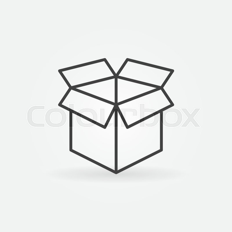 800x800 Open Box Line Icon. Vector Minimal Box Symbol Or Logo Element