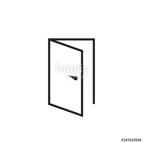 500x500 Door Vector Icon In Line Style. Exit Icon. Open Door Illustration