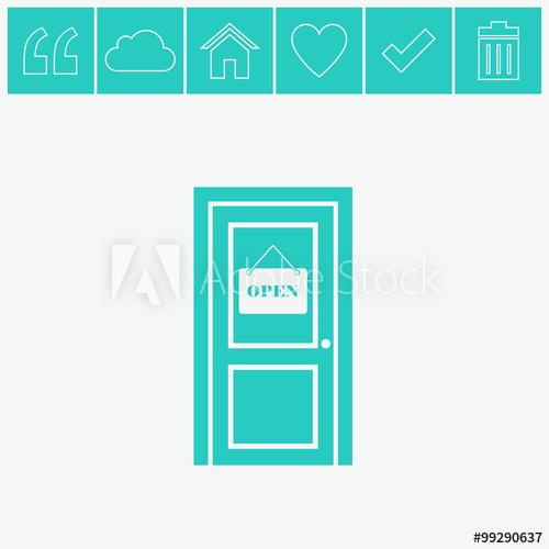 500x500 Door Vector Icon. Open Door Symbol.
