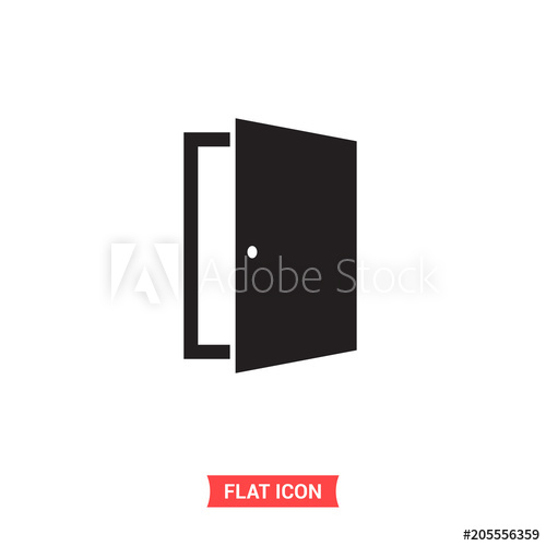 500x500 Open Door Vector Icon, Exit Symbol. Flat Sign Illustration For Web