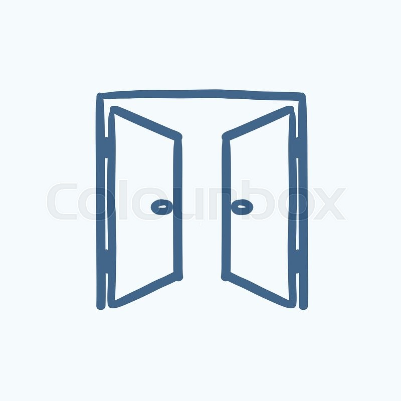 800x800 Open Doors Vector Sketch Icon Isolated On Background. Hand Drawn