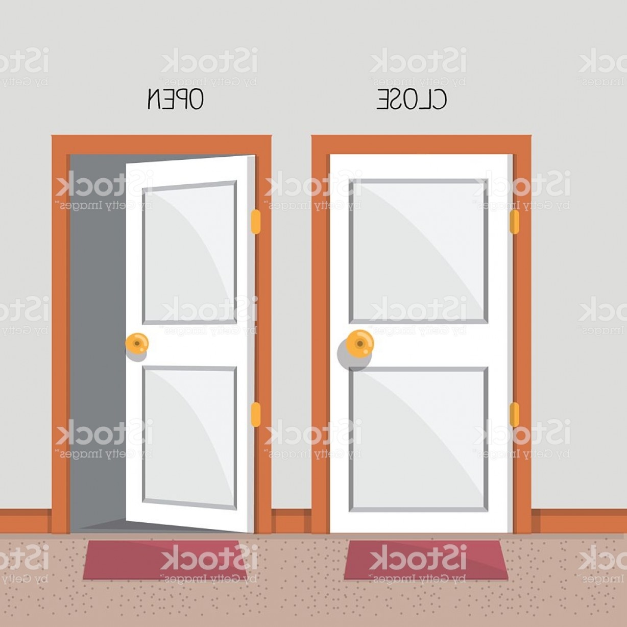 1228x1228 Close And Open Door Vector Illustration Gm Arenawp
