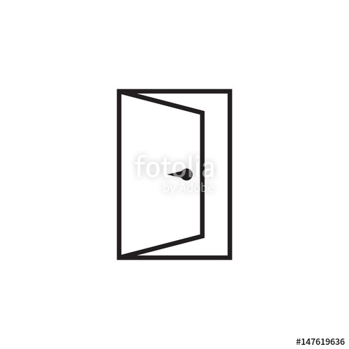 500x500 Door Vector Icon In Line Style. Exit Icon. Open Door Illustration