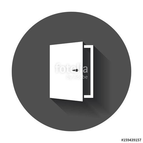 500x500 Door Vector Icon. Exit Icon. Open Door Illustration With Long