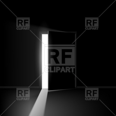 400x400 Half Open Door With Light Stripe Royalty Free Vector Clip Art