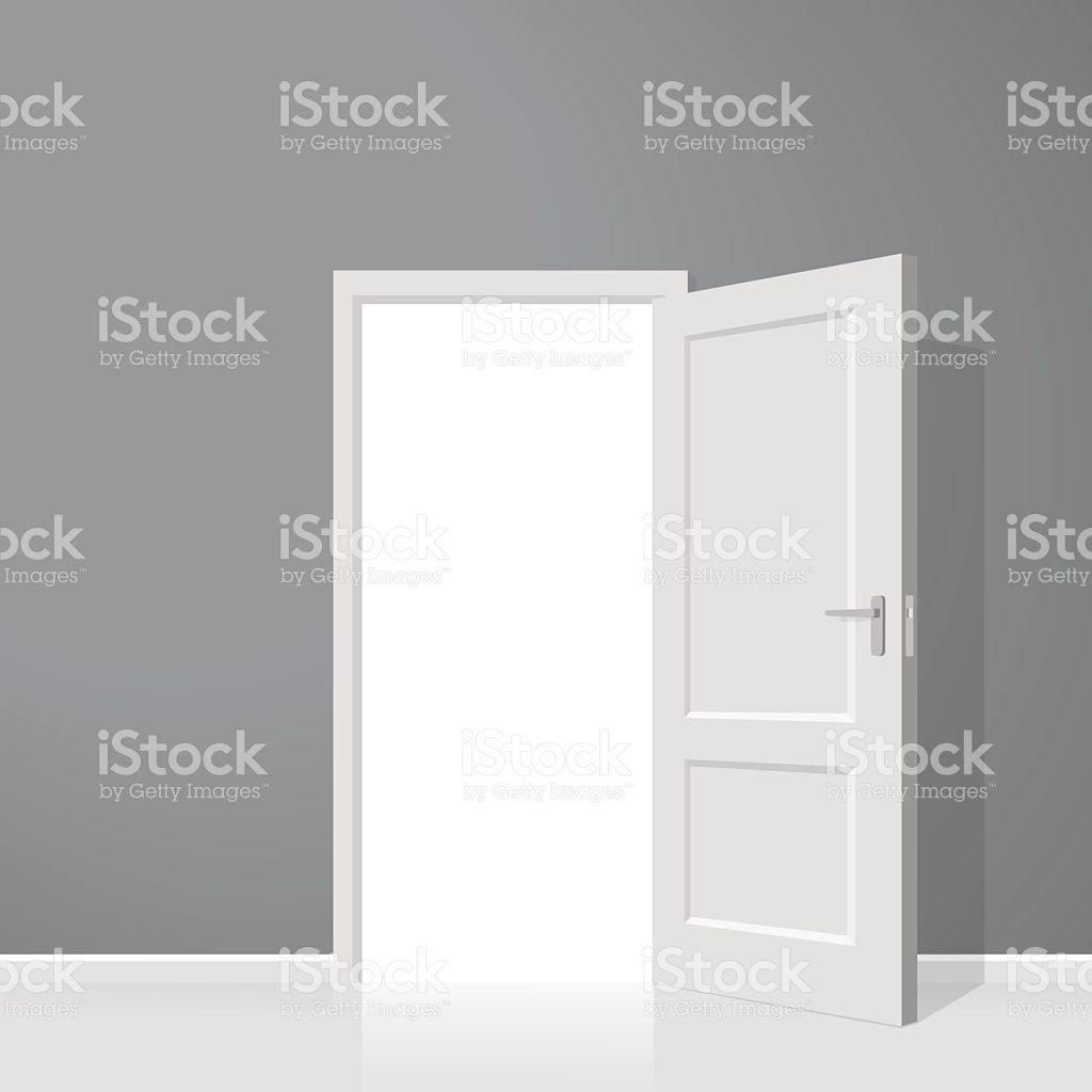 1024x1024 Open Door. Realistic Vector Illustration. Wooden Door