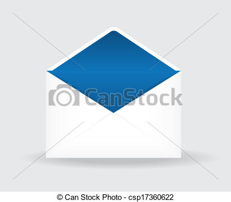 450x393 Vector Illustration Of Open Postal Envelope On Gray Background.