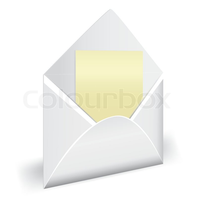 800x800 White Opened Envelope Vector. 3d Letter Icon. Email, Mail, Web