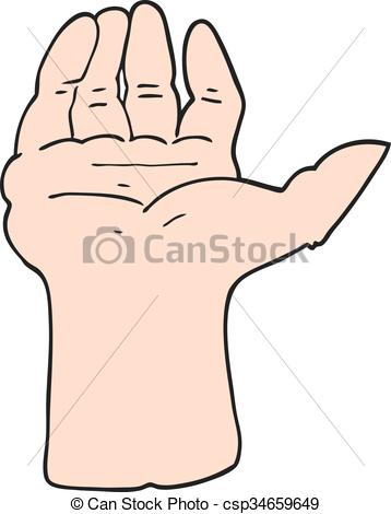358x470 Freehand Drawn Cartoon Open Hand.