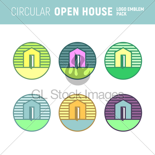 500x500 Circular Open House Logo Emblem Vector Graphic Gl Stock Images